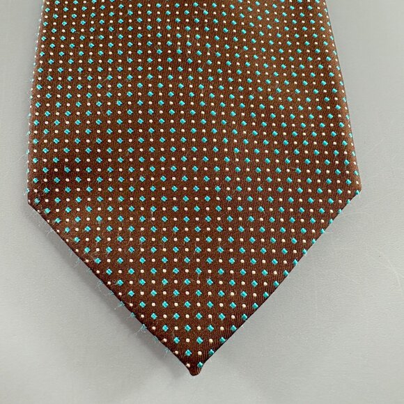 Pellicano Roma Brown / Blue Geometric Men's Extra Long Tie 4" x 62" - Picture 2 of 4